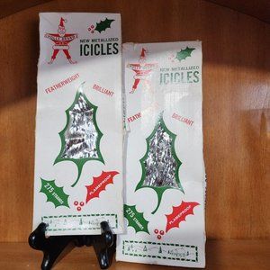 2) Vintage Holly Brand Metallized Icicles 275 Strands old stock Bon Marche